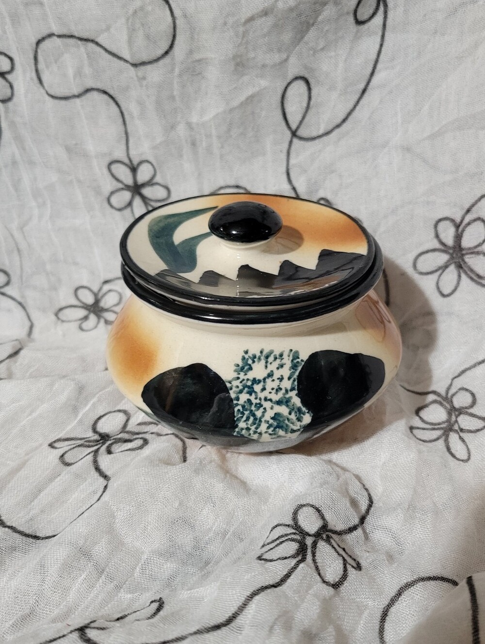 Handmade Studio Art Small Covered Canister Sugar Bowl Modern Southwestern